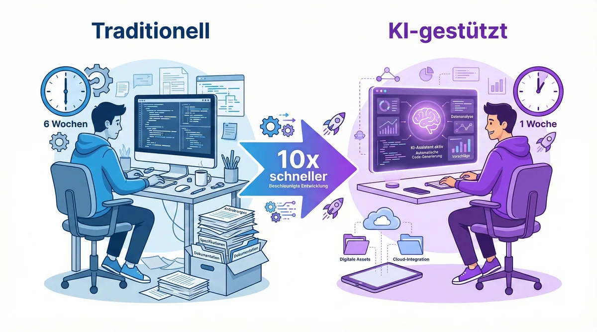 KI-gestützte Salesforce-Entwicklung im Vergleich: Traditioneller 6-Wochen-Prozess vs. KI-gestützter 1-Wochen-Workflow mit Product Requirement Prompts