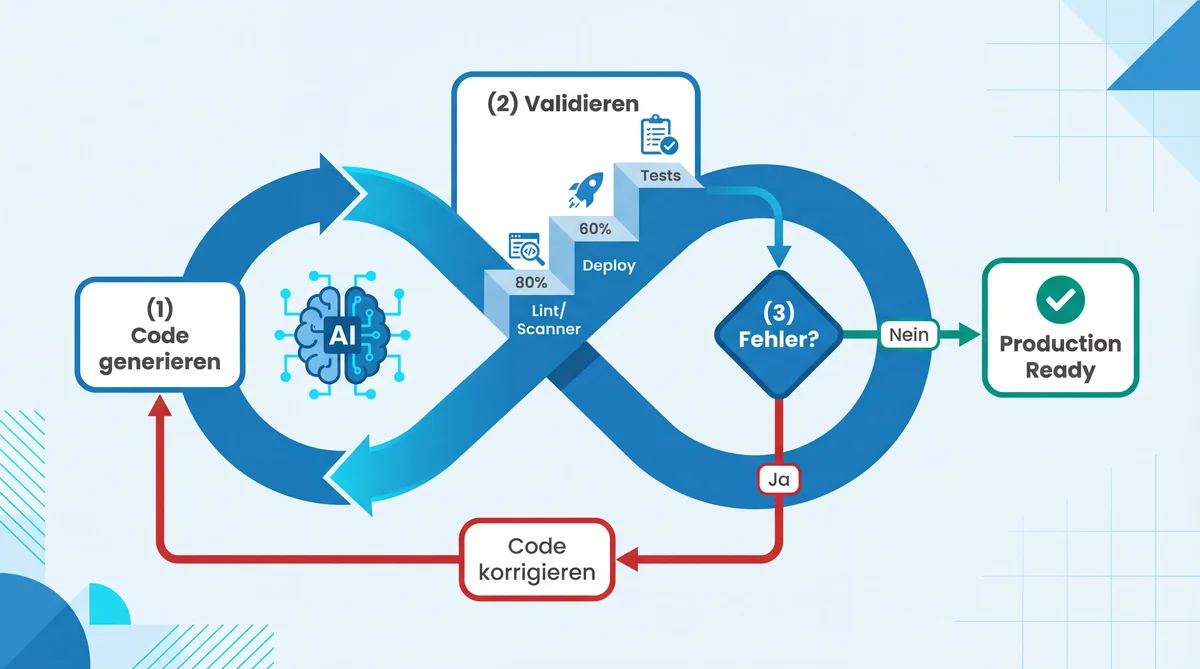 Automatisierter Validierungskreislauf für KI-generierten Salesforce-Code: Lint und Security Scanner, Sandbox-Deployment, Unit Tests -- bei Fehlern automatische Korrektur