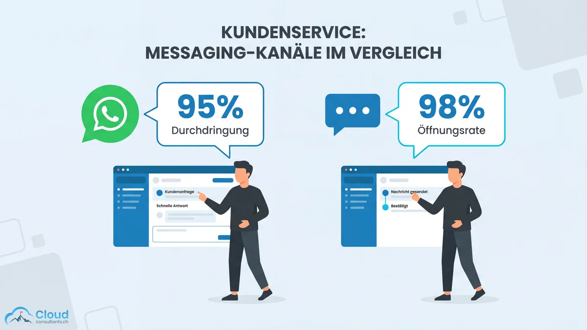 Vergleich der Messaging-Kanäle WhatsApp und SMS in der Salesforce Service Cloud mit Kennzahlen
